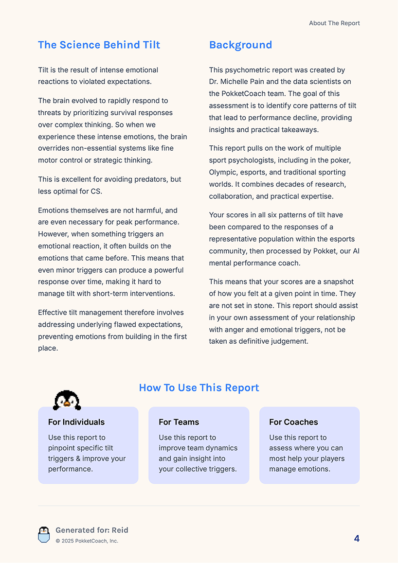 A page from the tilt report